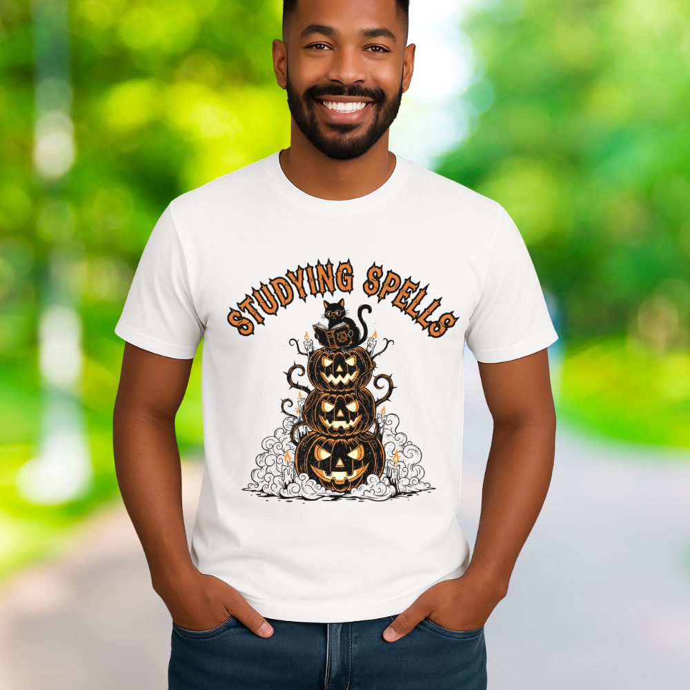 Studying Spells Pumpkin Stack Shirt