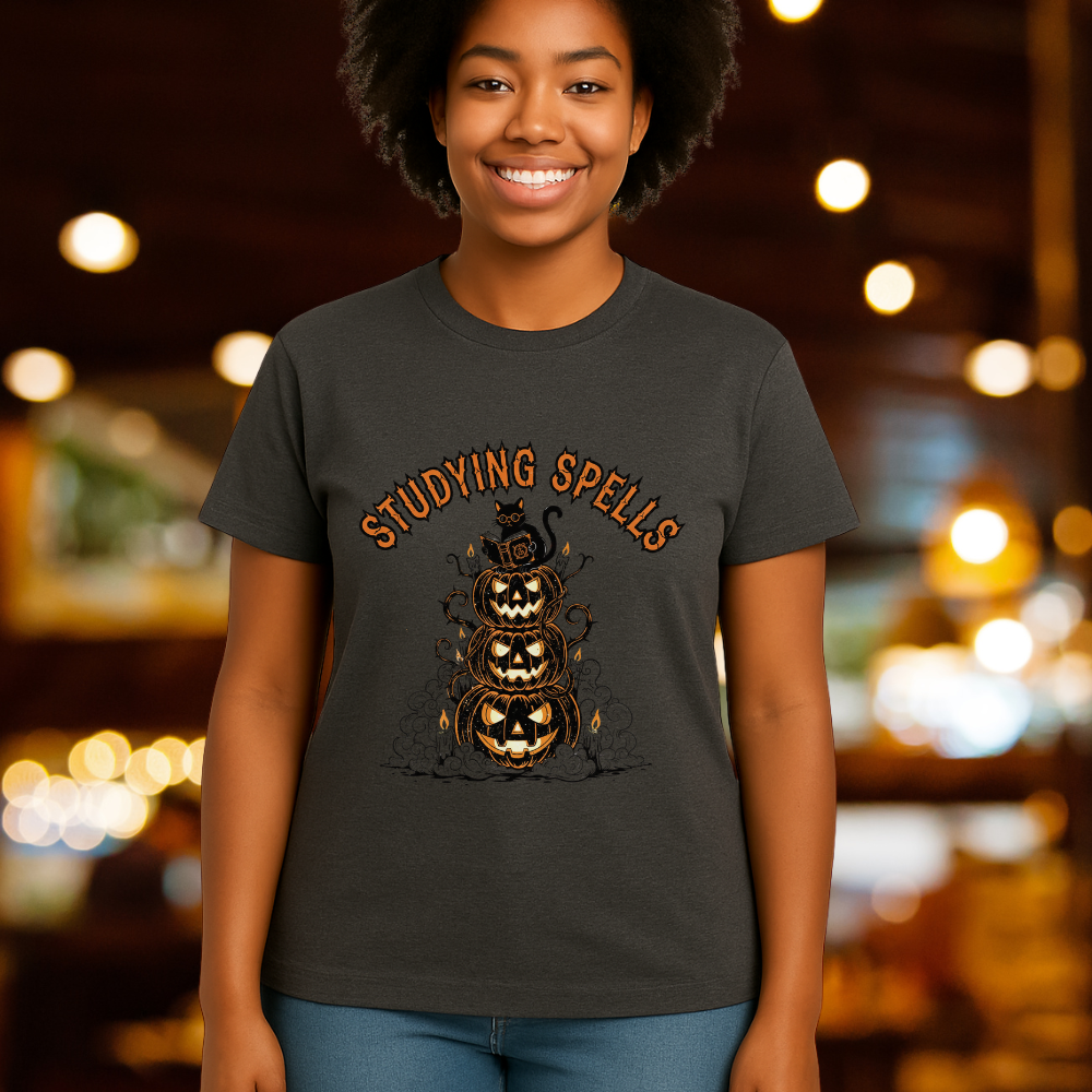 Studying Spells Pumpkin Stack Shirt