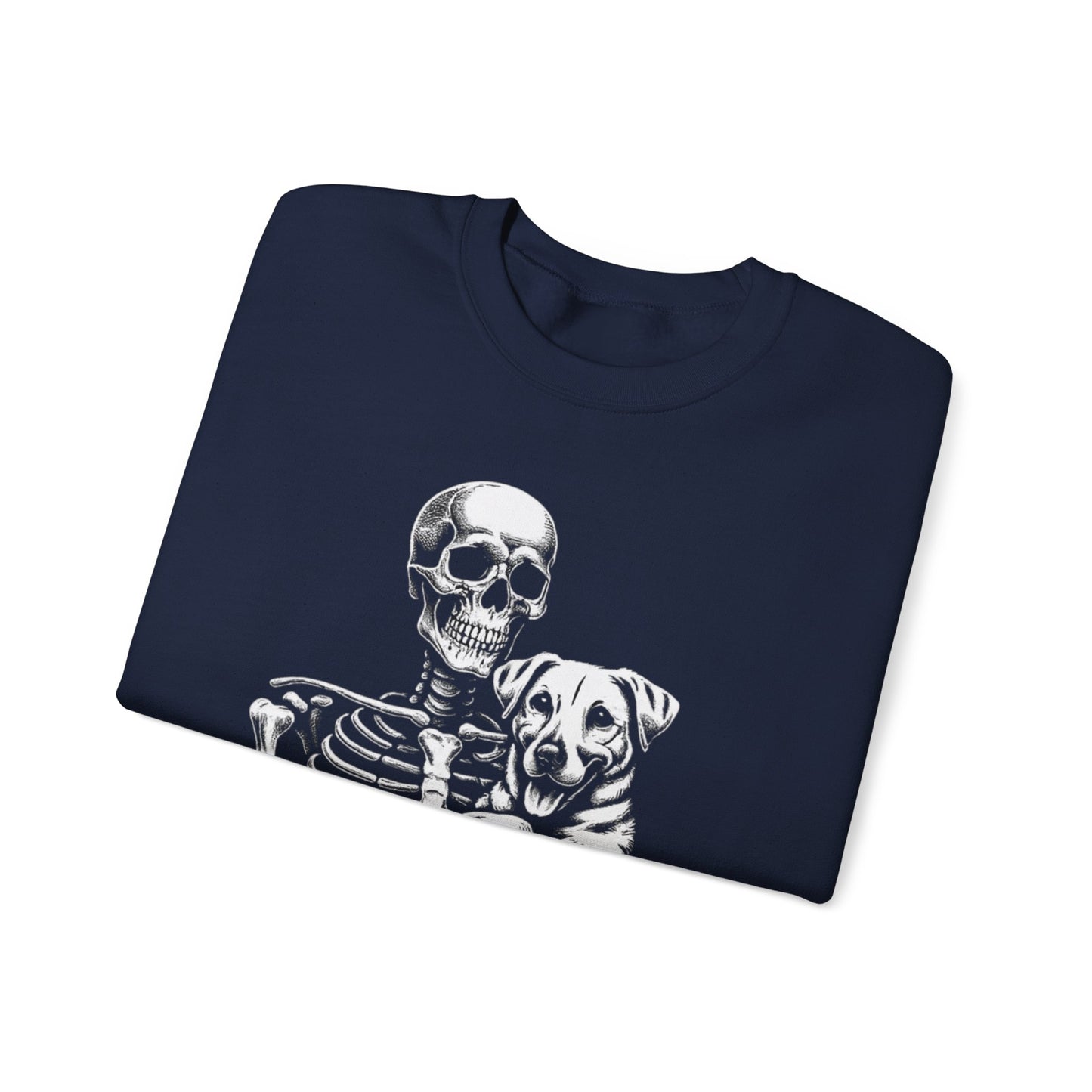 Skeleton and Dog Sweatshirt, Unisex Crewneck, Alternative Fashion, Pet Lovers Gift, Halloween Apparel, Cozy Everyday Wear