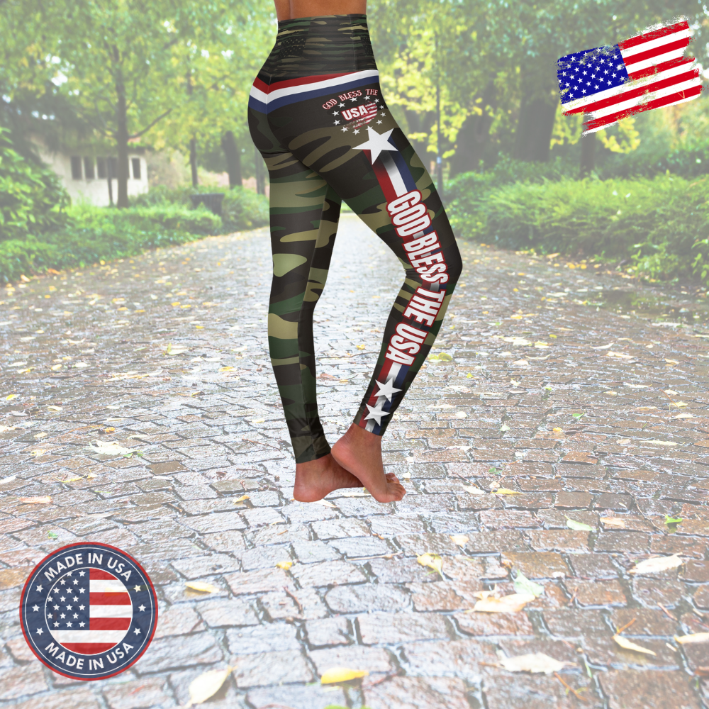 (TOP SELLER π₯) God Bless the USA Leggings Cameo