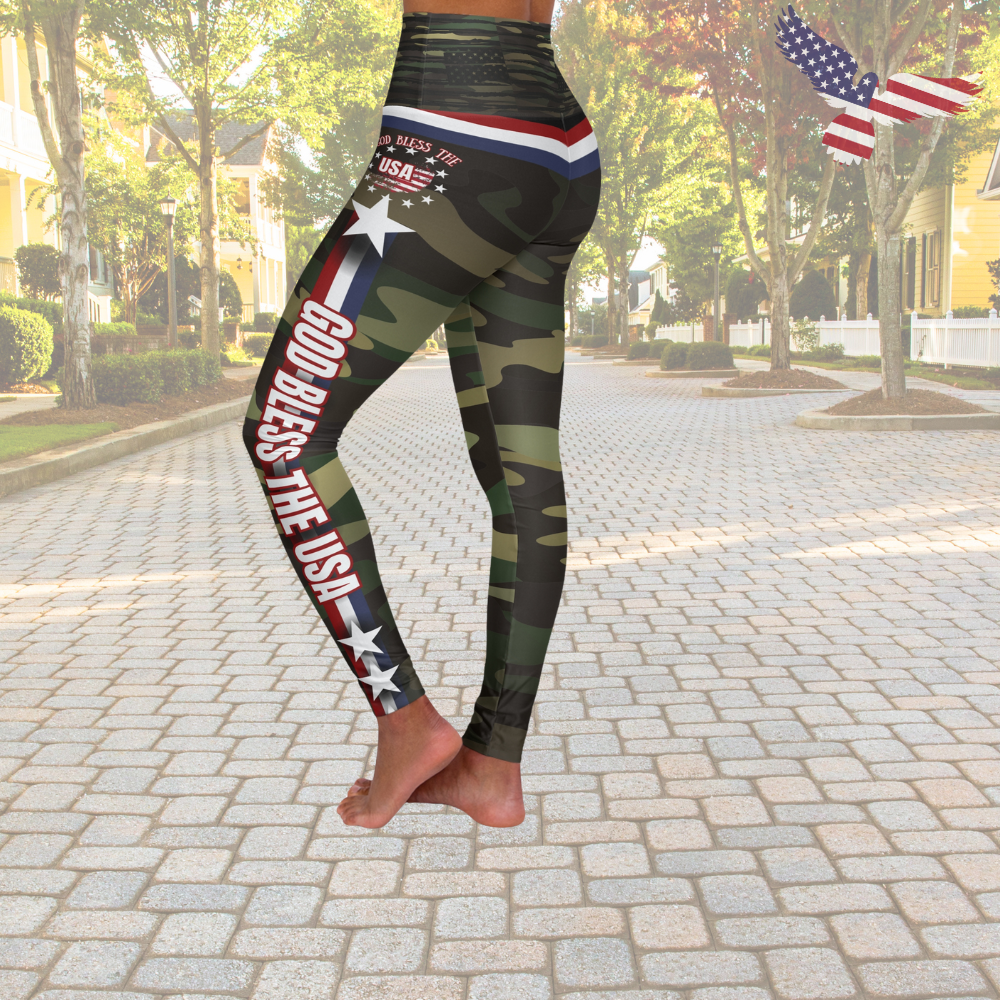 (TOP SELLER π₯) God Bless the USA Leggings Cameo