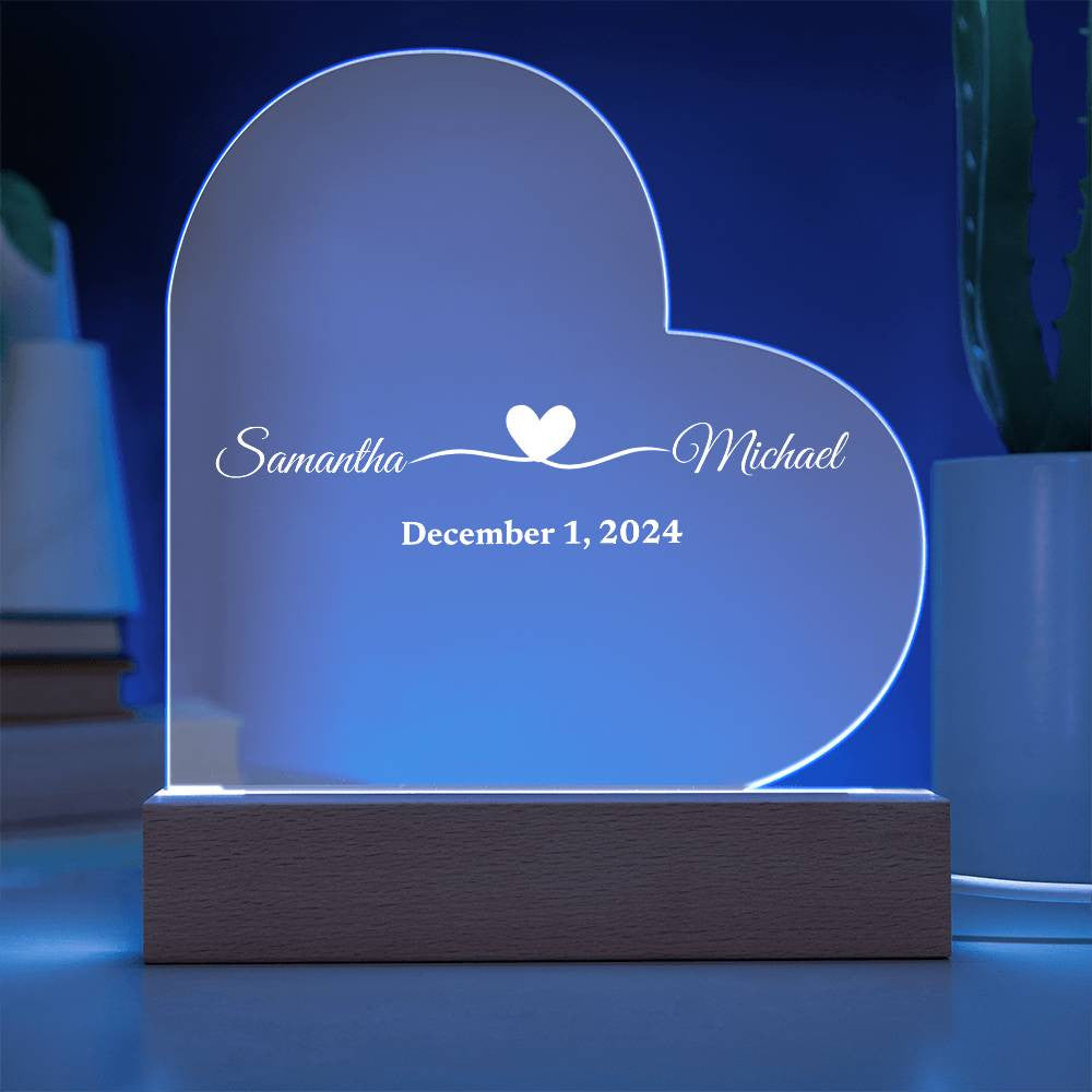 (TOP SELLER 🔥)Personalized Love Gift | Printed Heart Acrylic Plaque with LED Base