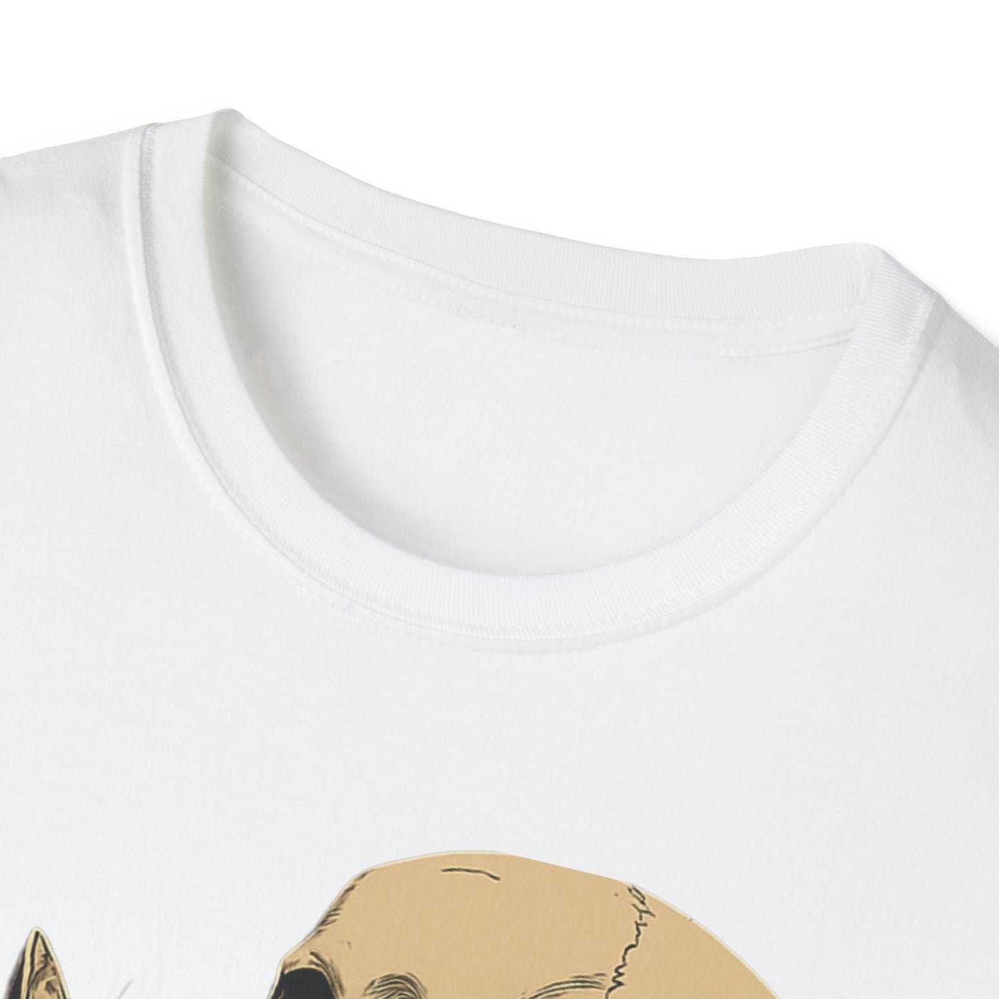 Skeleton and Cat Unisex T-Shirt, Cute Cat Lover Gift, Halloween Apparel, Cozy Casual Wear, Funny Gift for Pet Owners