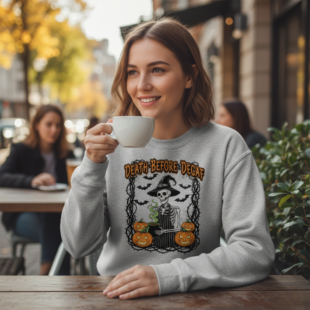 Death Before Decaf Skeleton Barista Shirt