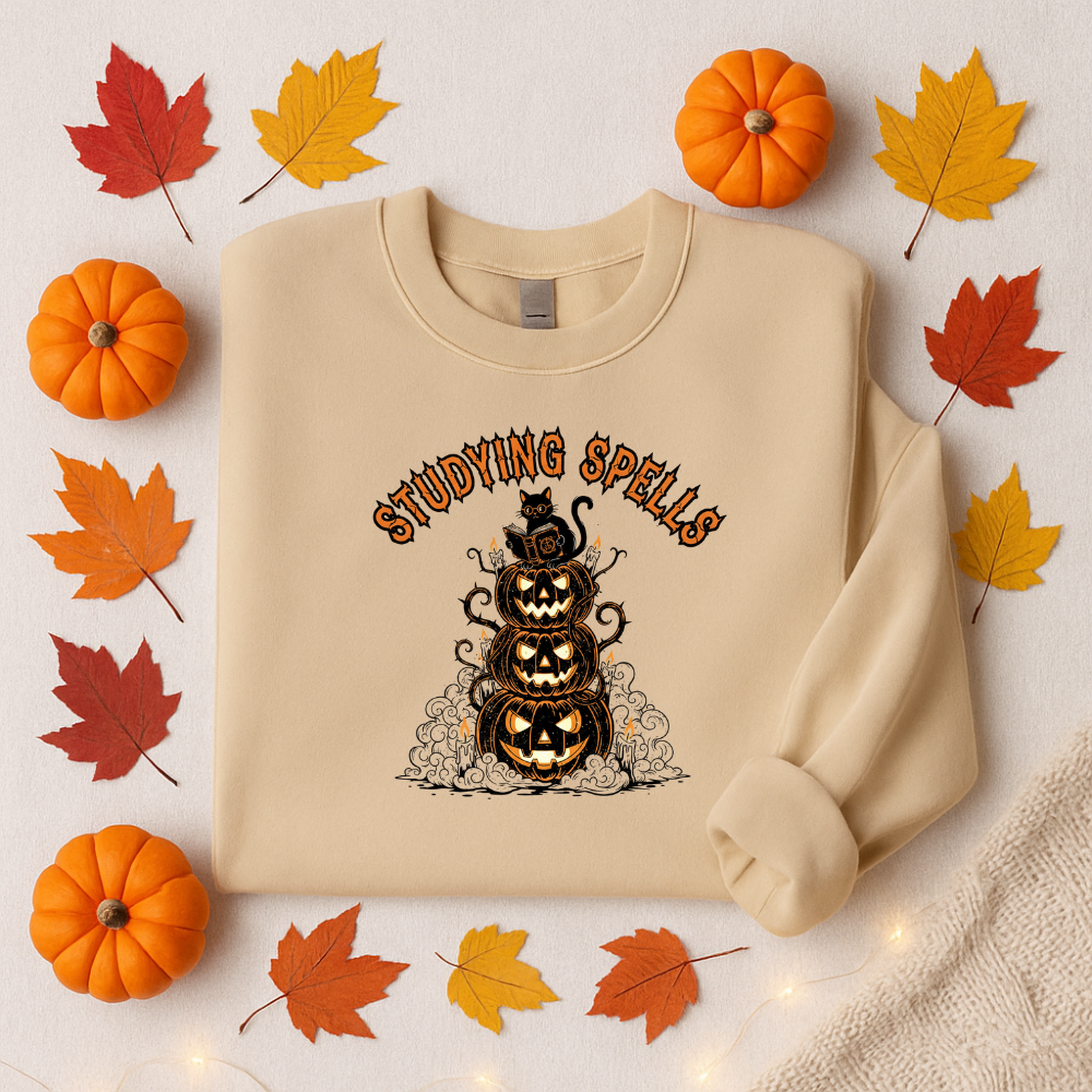 Studying Spells Pumpkin Stack Shirt
