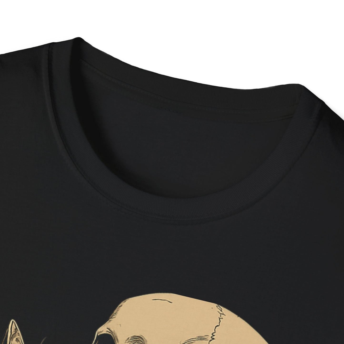 Skeleton and Cat Unisex T-Shirt, Cute Cat Lover Gift, Halloween Apparel, Cozy Casual Wear, Funny Gift for Pet Owners