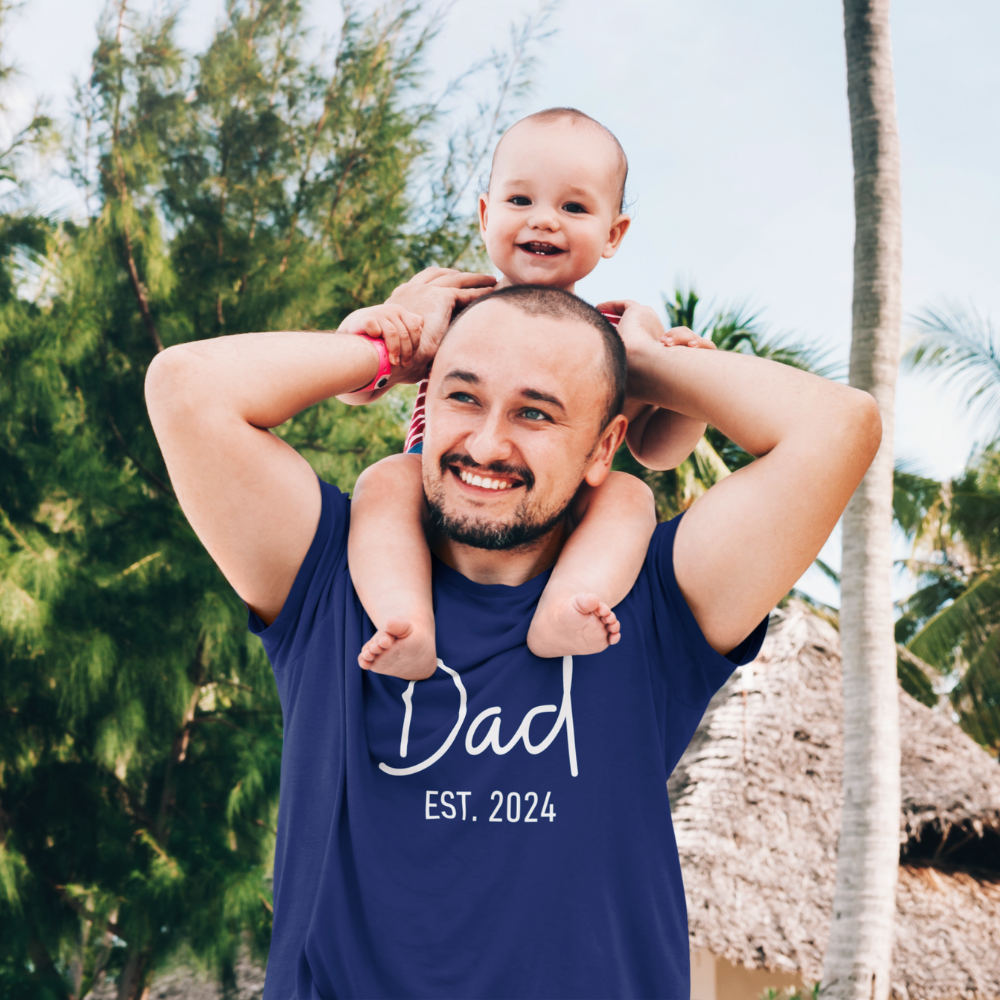 (TOP SELLER ๐ฅ) Dad Est. (Year) T-Shirt (White Design)