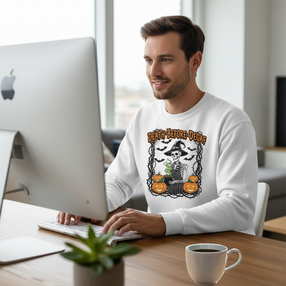Death Before Decaf Skeleton Barista Shirt