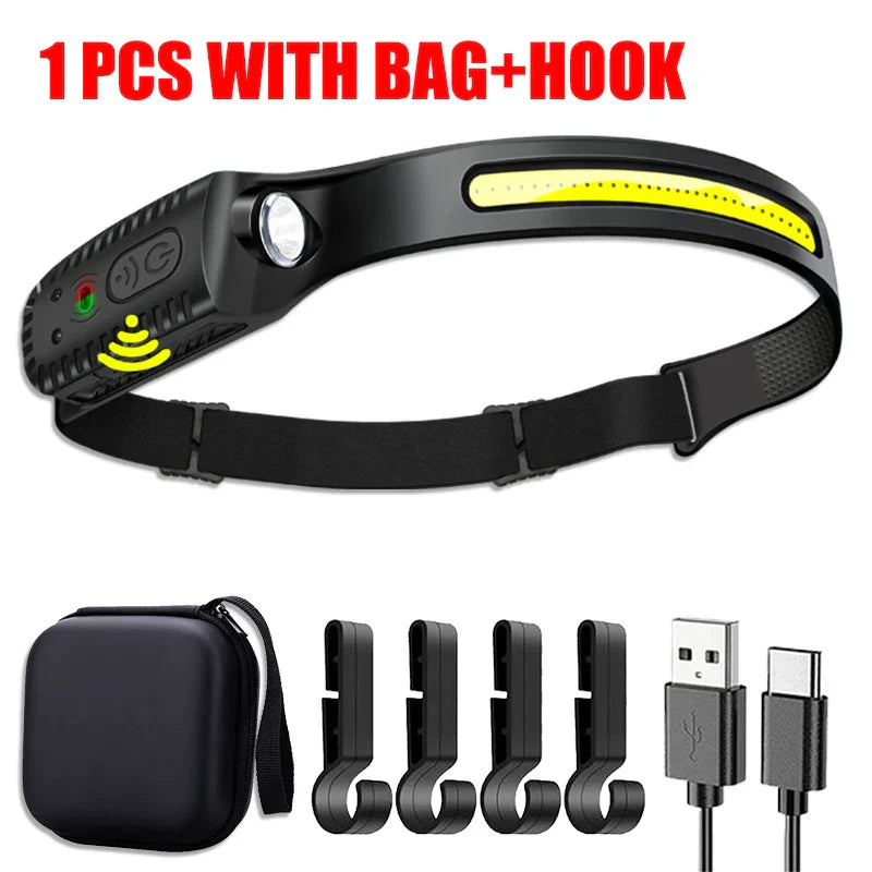 Ultra-Bright USB Rechargeable LED Headlamp β Motion Sensor