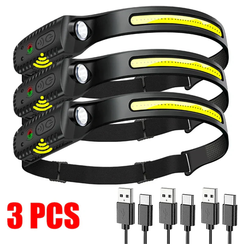 Ultra-Bright USB Rechargeable LED Headlamp β Motion Sensor