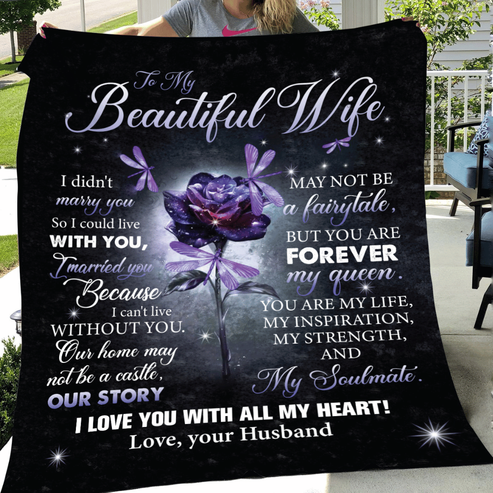 (TOP SELLER π₯) To My Beautiful Wife Blanket | Love You With All My Heart | Gift for Soulmate