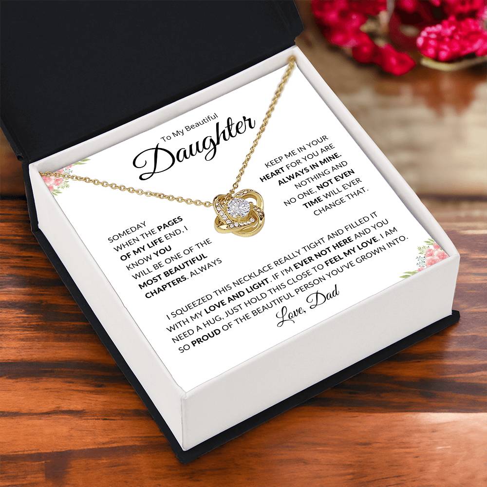 (TOP SELLER ๐ฅ) To My Beautiful Daughter | The Most Beautiful Chapter | Love Dad | Love Knot Necklace