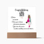 Congratulations Class of 2023 | Chase Your Dreams | Female White Grad Gown | Square Acrylic Plaque (LED Option) - ALL4THEGIFTOFIT