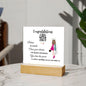 Congratulations Class of 2023 | Chase Your Dreams | Female White Grad Gown | Square Acrylic Plaque (LED Option) - ALL4THEGIFTOFIT