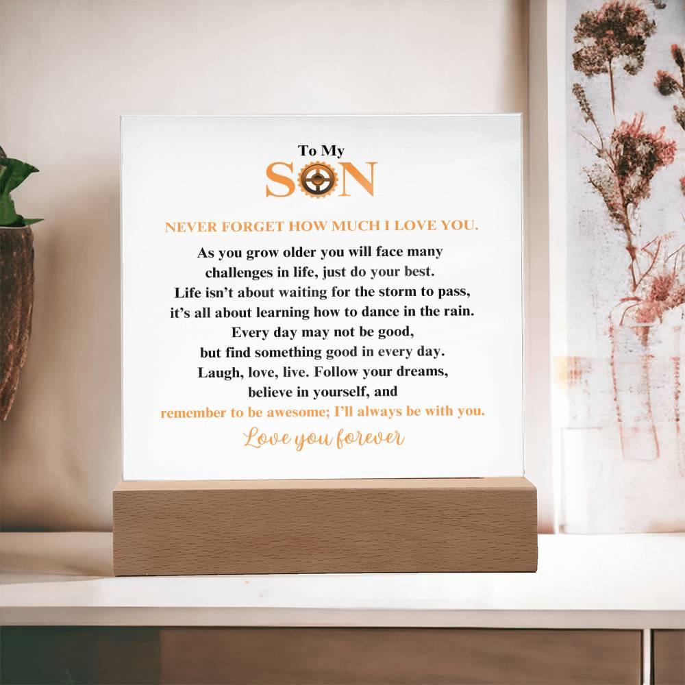 To My Son | Follow Your Dreams | Square Acrylic Plaque - ALL4THEGIFTOFIT