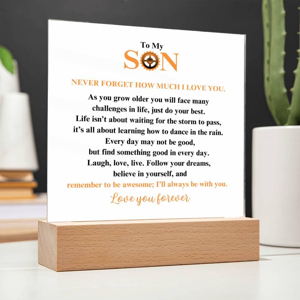 To My Son | Follow Your Dreams | Square Acrylic Plaque - ALL4THEGIFTOFIT