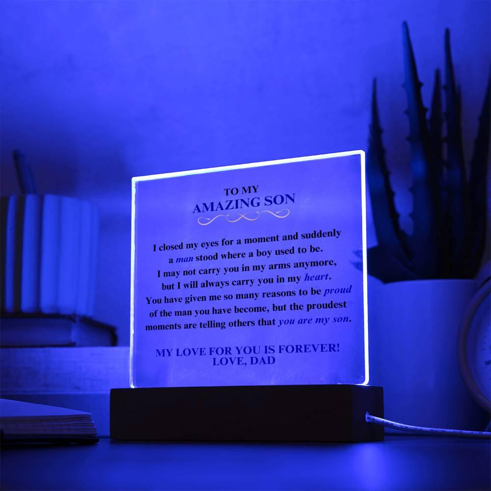 To My Amazing Son | Proud of You | Dad | Square Acrylic Plaque - ALL4THEGIFTOFIT