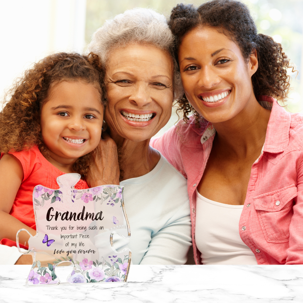 Grandma | Important Piece | Printed Acrylic Puzzle Plaque | Gift for Mother's Day, Birthdays, Holidays, Special Occasions
