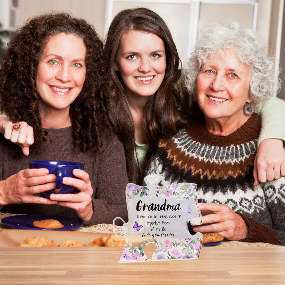 Grandma | Important Piece | Printed Acrylic Puzzle Plaque | Gift for Mother's Day, Birthdays, Holidays, Special Occasions