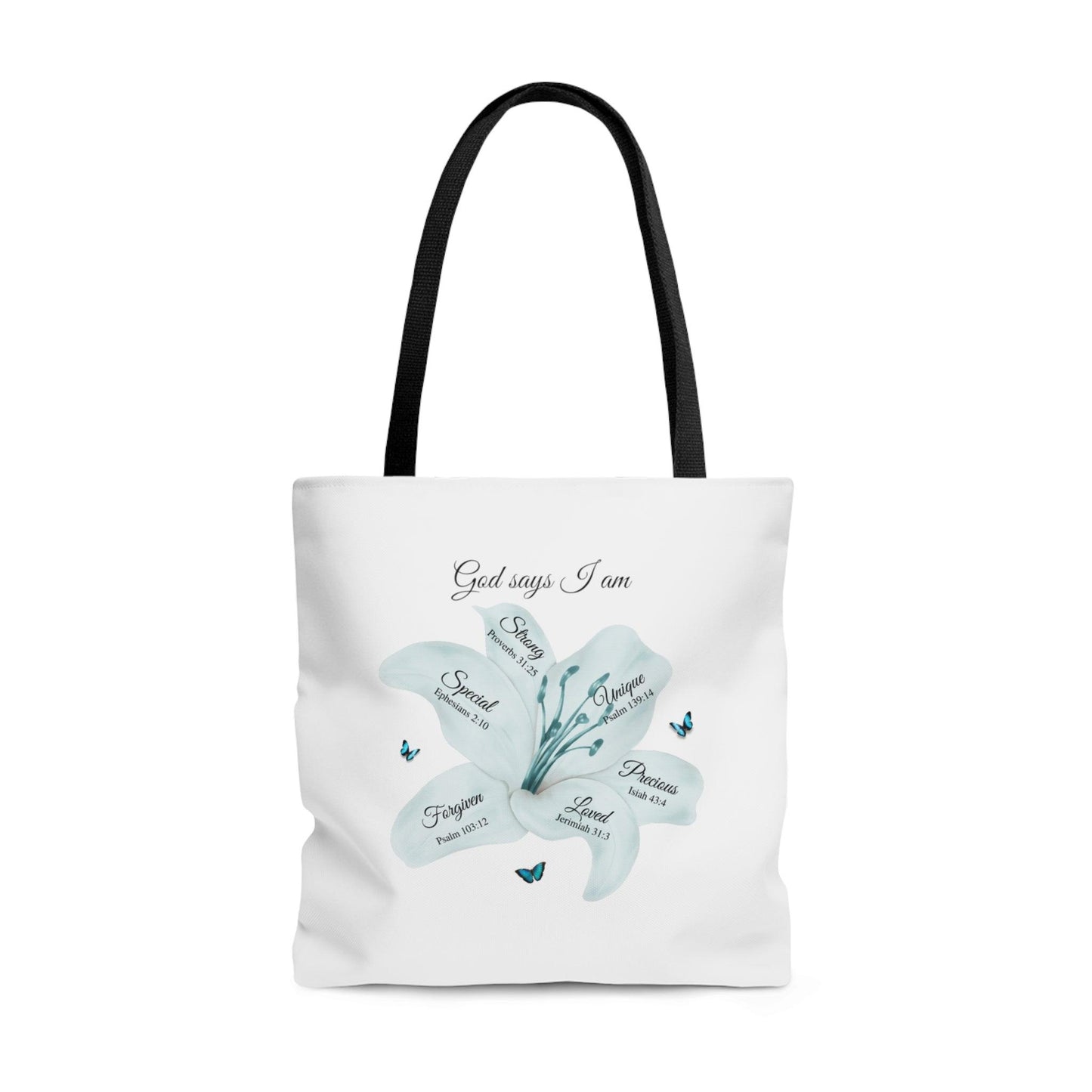 God Says... White Tote Bag (AOP) - ALL4THEGIFTOFIT