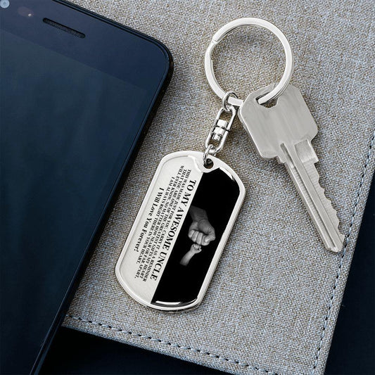To My Awesome Uncle | Always In My Heart | Swivel Dog Tag Keychain - ALL4THEGIFTOFIT