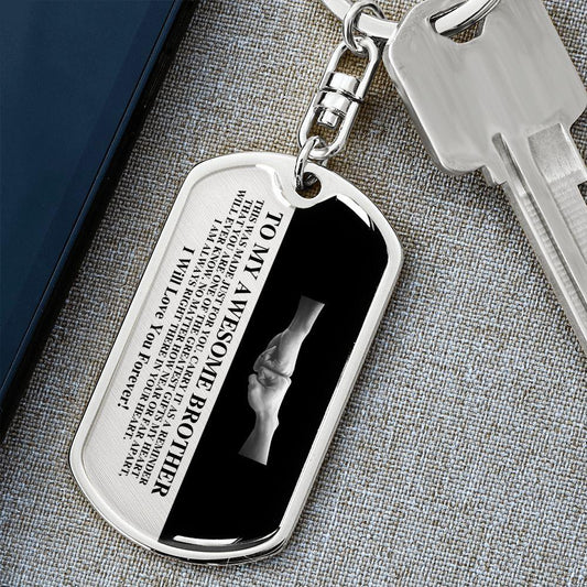 To My Awesome Brother | Always in My Heart | Swivel Dog Tag Keychain - ALL4THEGIFTOFIT