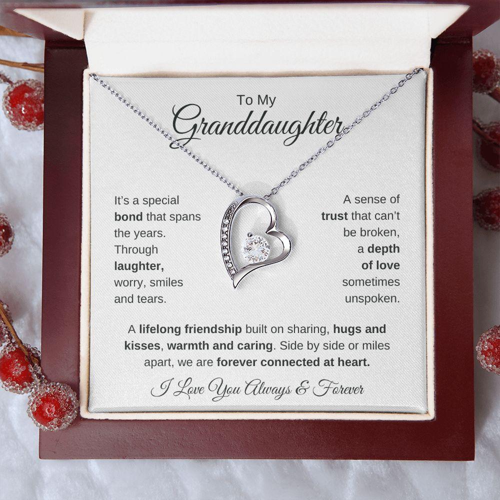 To My Granddaughter | Forever Connected at Heart | Forever Love Necklace - Gift for Birthday, Holidays, Just Because - ALL4THEGIFTOFIT
