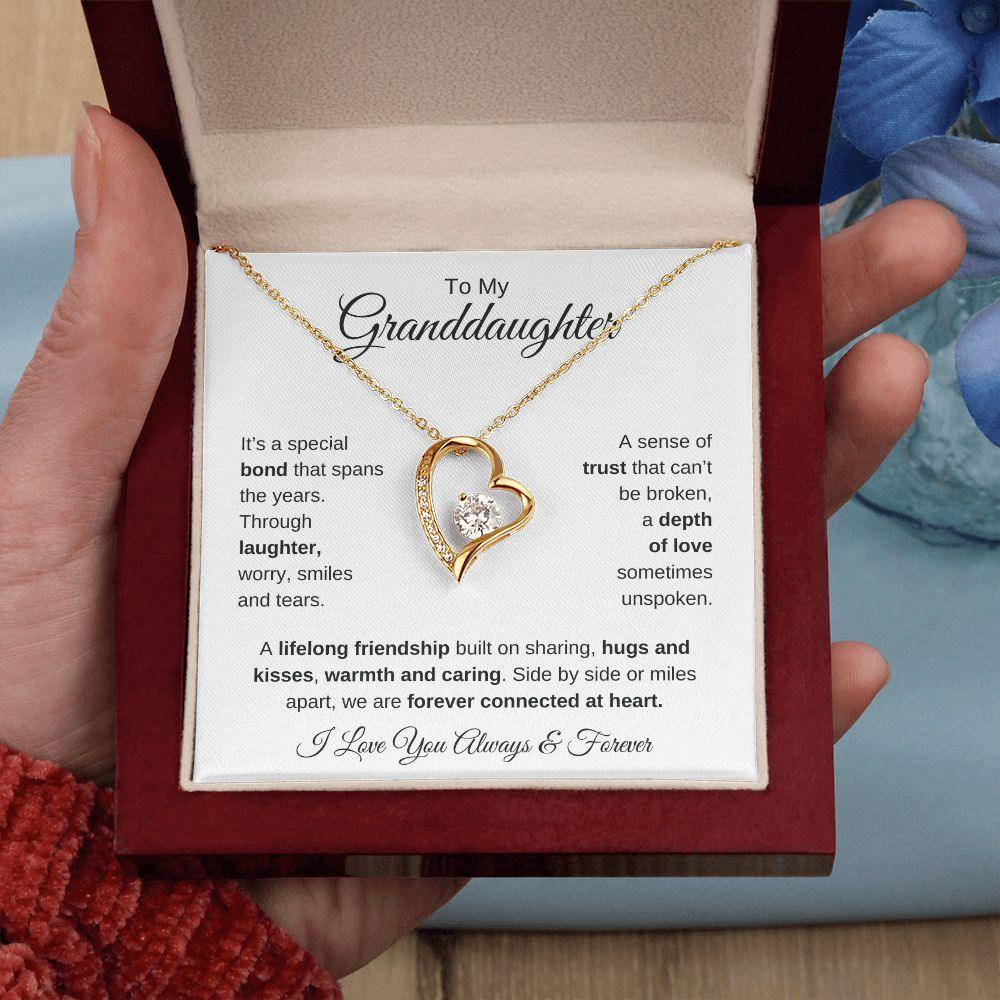 To My Granddaughter | Forever Connected at Heart | Forever Love Necklace - Gift for Birthday, Holidays, Just Because - ALL4THEGIFTOFIT