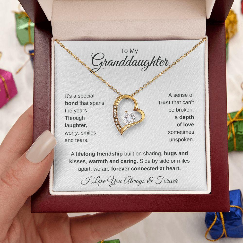 To My Granddaughter | Forever Connected at Heart | Forever Love Necklace - Gift for Birthday, Holidays, Just Because - ALL4THEGIFTOFIT