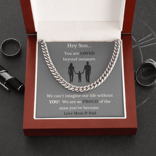 Hey Son... | Love Mom & Dad | Cuban Link Chain - ALL4THEGIFTOFIT