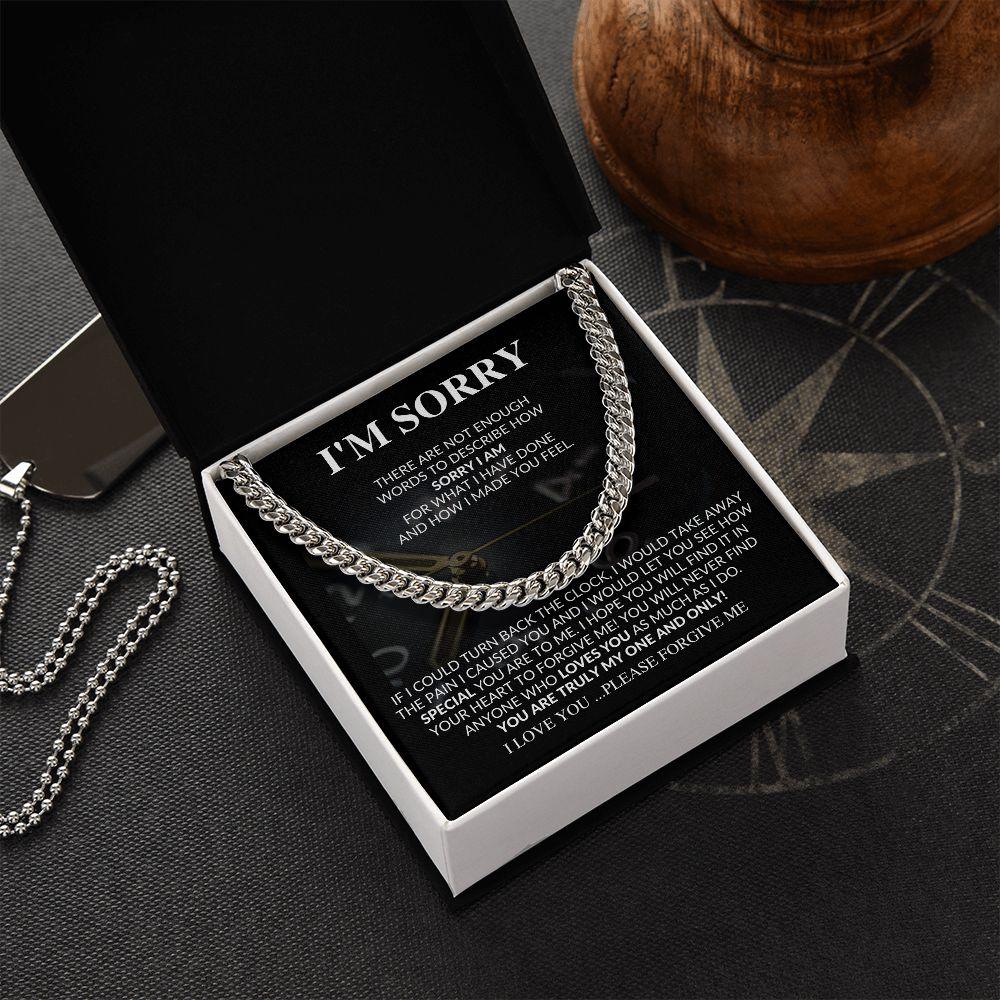 I'm Sorry - Please Forgive Me | Cuban Link Chain - Gift for Husband, Soulmate, My Man, Fiancé, Boyfriend - ALL4THEGIFTOFIT