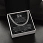 To My Son (Textured Black) | I am Proud of You | Cuban Link Chain) - ALL4THEGIFTOFIT