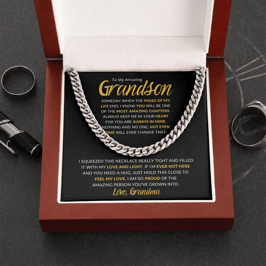 To My Amazing Grandson | Most Amazing Chapters | Love Grandma | Cuban Link Chain - ALL4THEGIFTOFIT