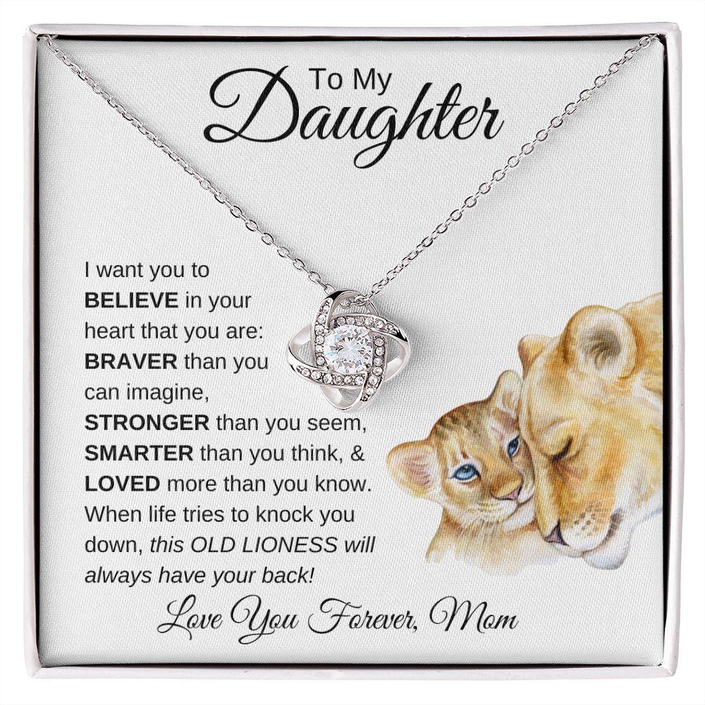 To My Daughter | You Are Brave, Strong and Smart | Love Knot Necklace - ALL4THEGIFTOFIT