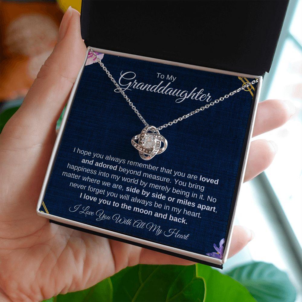 To My Granddaughter | I Love You to the Moon and Back | Love Knot Necklace - ALL4THEGIFTOFIT