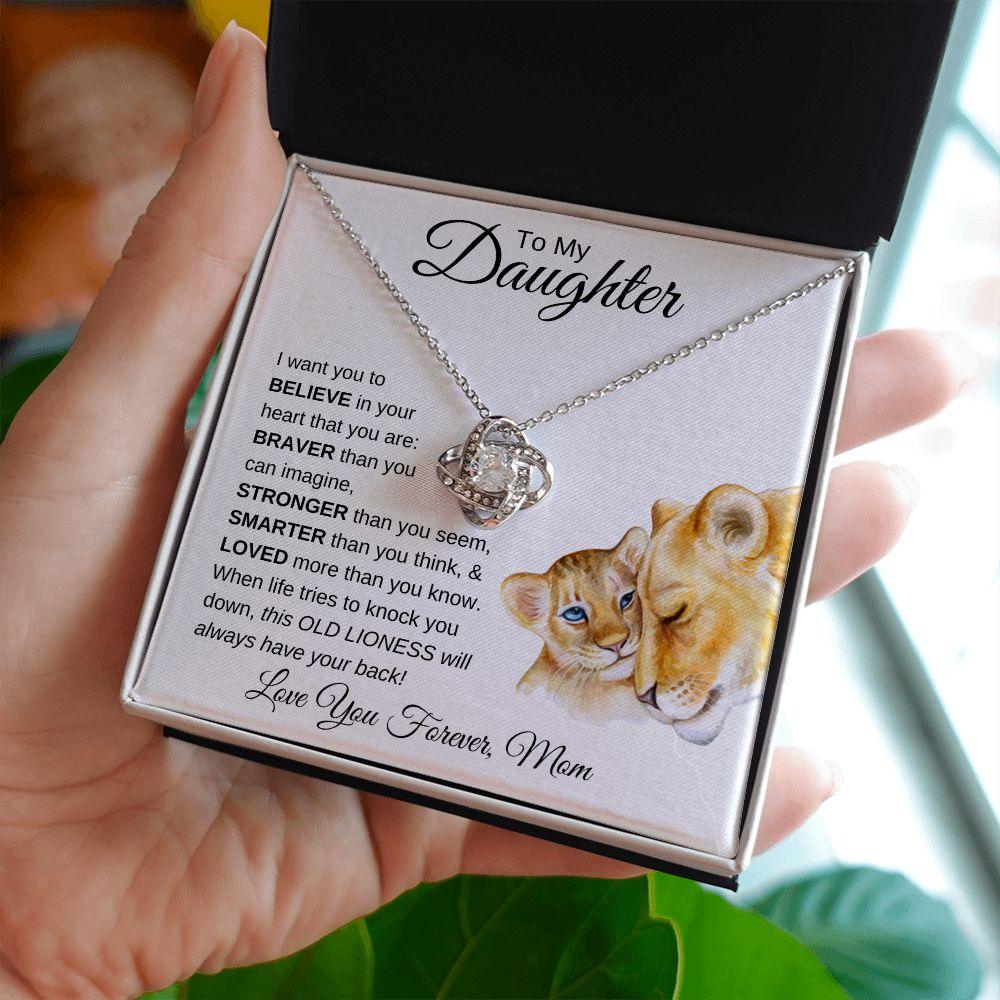 To My Daughter | You Are Brave, Strong and Smart | Love Knot Necklace - ALL4THEGIFTOFIT