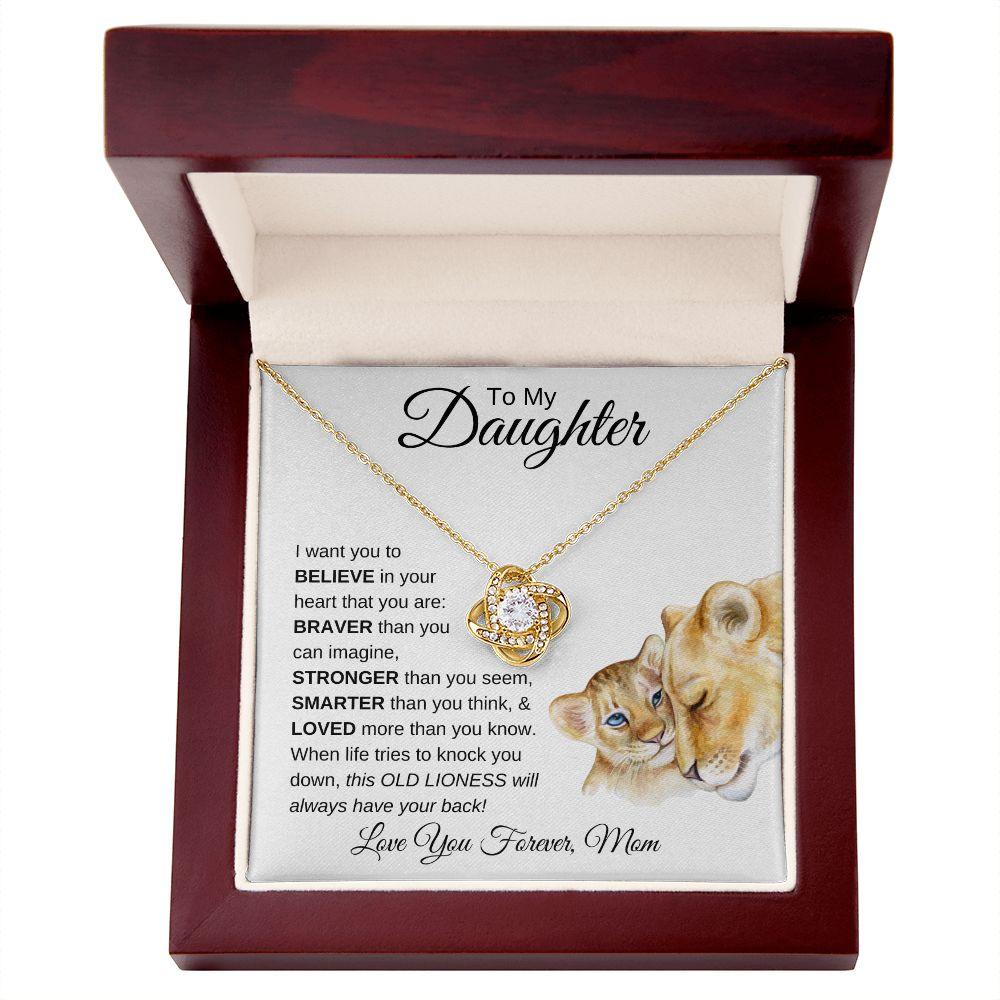 To My Daughter | You Are Brave, Strong and Smart | Love Knot Necklace - ALL4THEGIFTOFIT