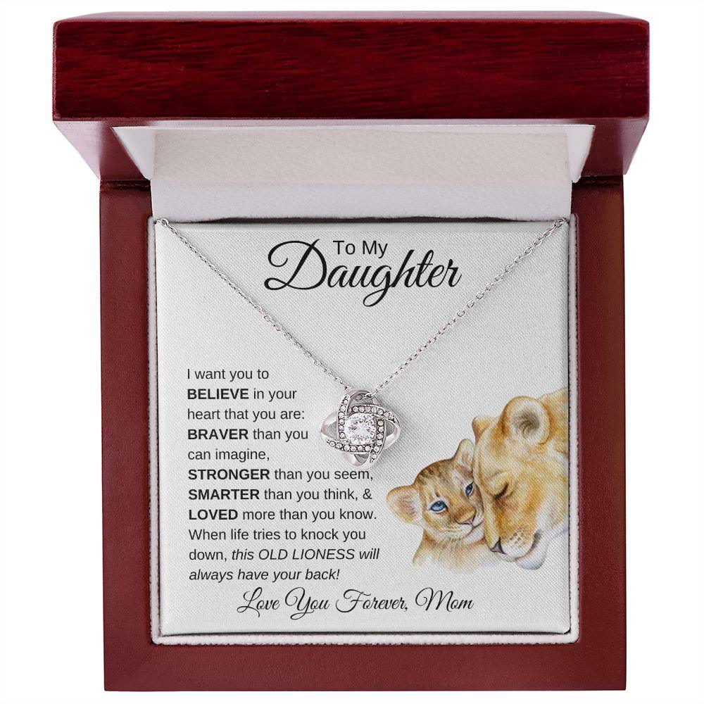 To My Daughter | You Are Brave, Strong and Smart | Love Knot Necklace - ALL4THEGIFTOFIT