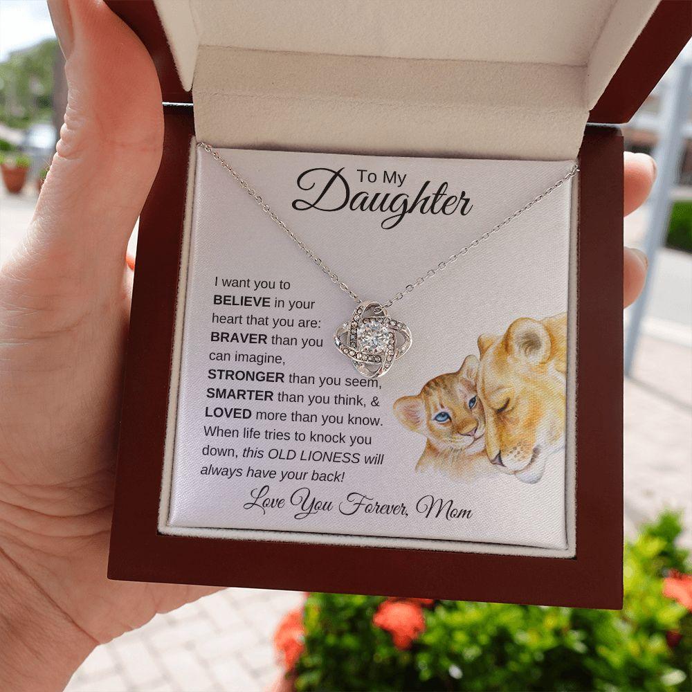 To My Daughter | You Are Brave, Strong and Smart | Love Knot Necklace - ALL4THEGIFTOFIT