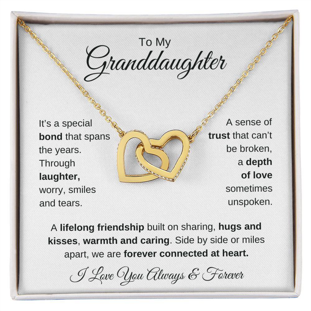 To My Granddaughter | Forever Connected at Heart | Interlocking Hearts Necklace - Gift for Birthday, Holidays, Just Because - ALL4THEGIFTOFIT