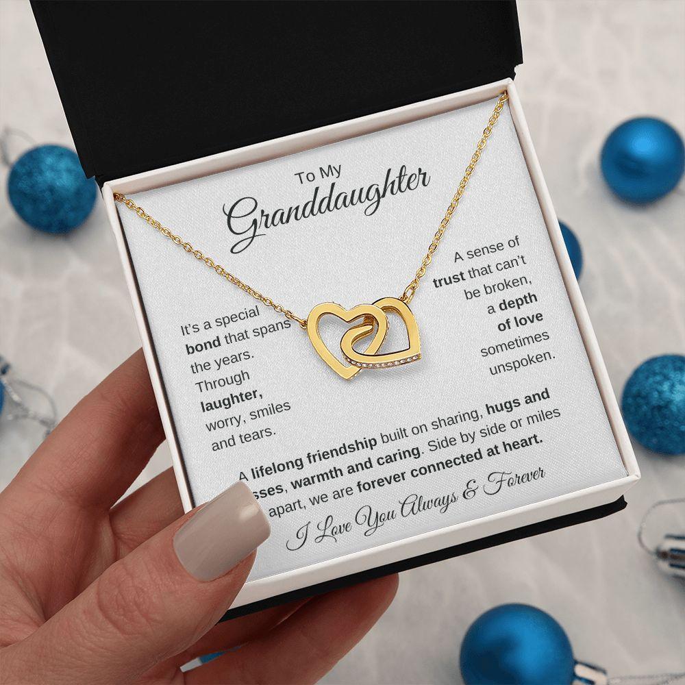 To My Granddaughter | Forever Connected at Heart | Interlocking Hearts Necklace - Gift for Birthday, Holidays, Just Because - ALL4THEGIFTOFIT