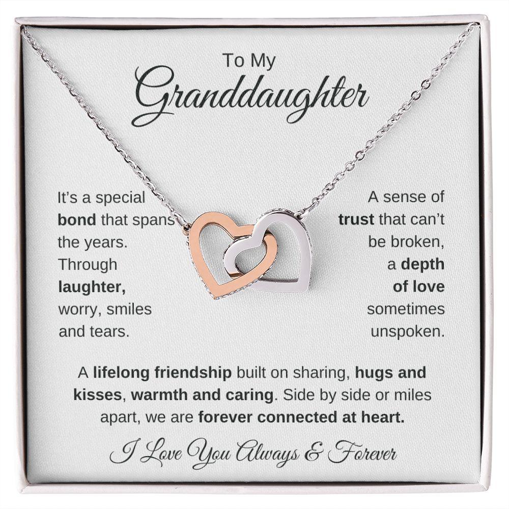To My Granddaughter | Forever Connected at Heart | Interlocking Hearts Necklace - Gift for Birthday, Holidays, Just Because - ALL4THEGIFTOFIT