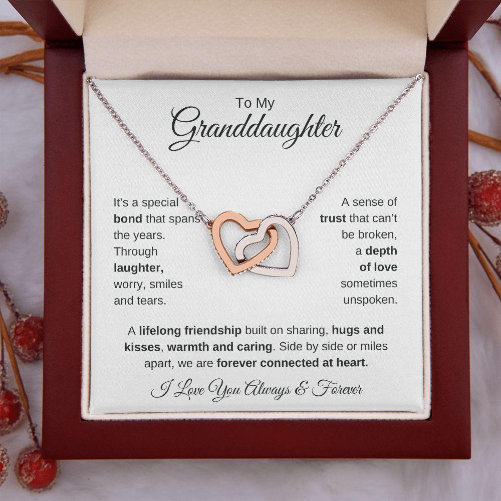 To My Granddaughter | Forever Connected at Heart | Interlocking Hearts Necklace - Gift for Birthday, Holidays, Just Because - ALL4THEGIFTOFIT
