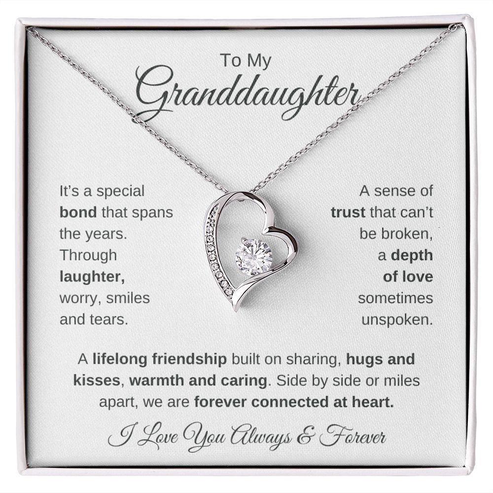 To My Granddaughter | Forever Connected at Heart | Forever Love Necklace - Gift for Birthday, Holidays, Just Because - ALL4THEGIFTOFIT