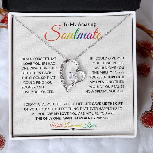 To My Amazing Soulmate | Through My Eyes | Forever Love Necklace - Gift for Wife, Fiancée, Girlfriend, Birthday, Anniversary - ALL4THEGIFTOFIT