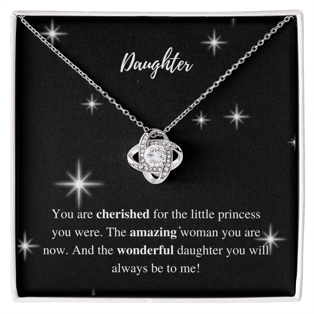 Daughter | You are Cherished | Love Knot Necklace - ALL4THEGIFTOFIT