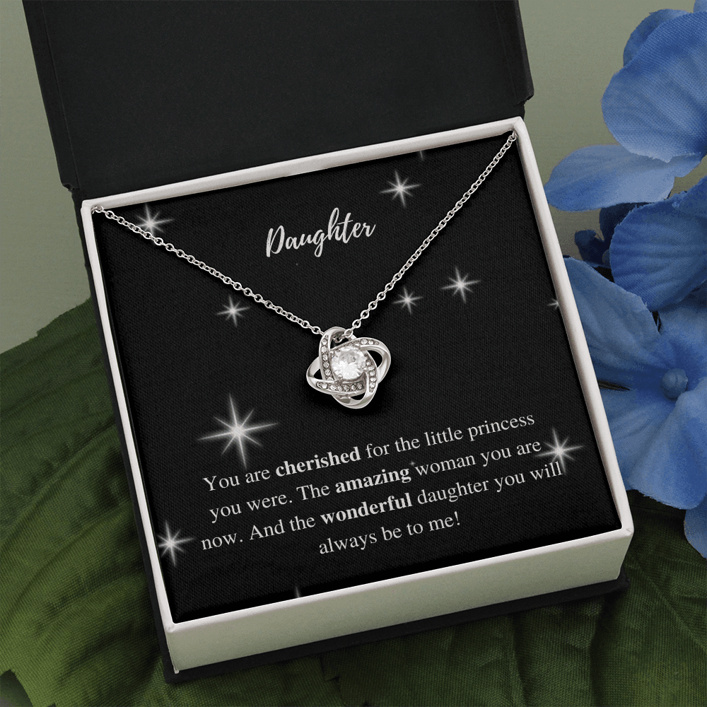 Daughter | You are Cherished | Love Knot Necklace - ALL4THEGIFTOFIT