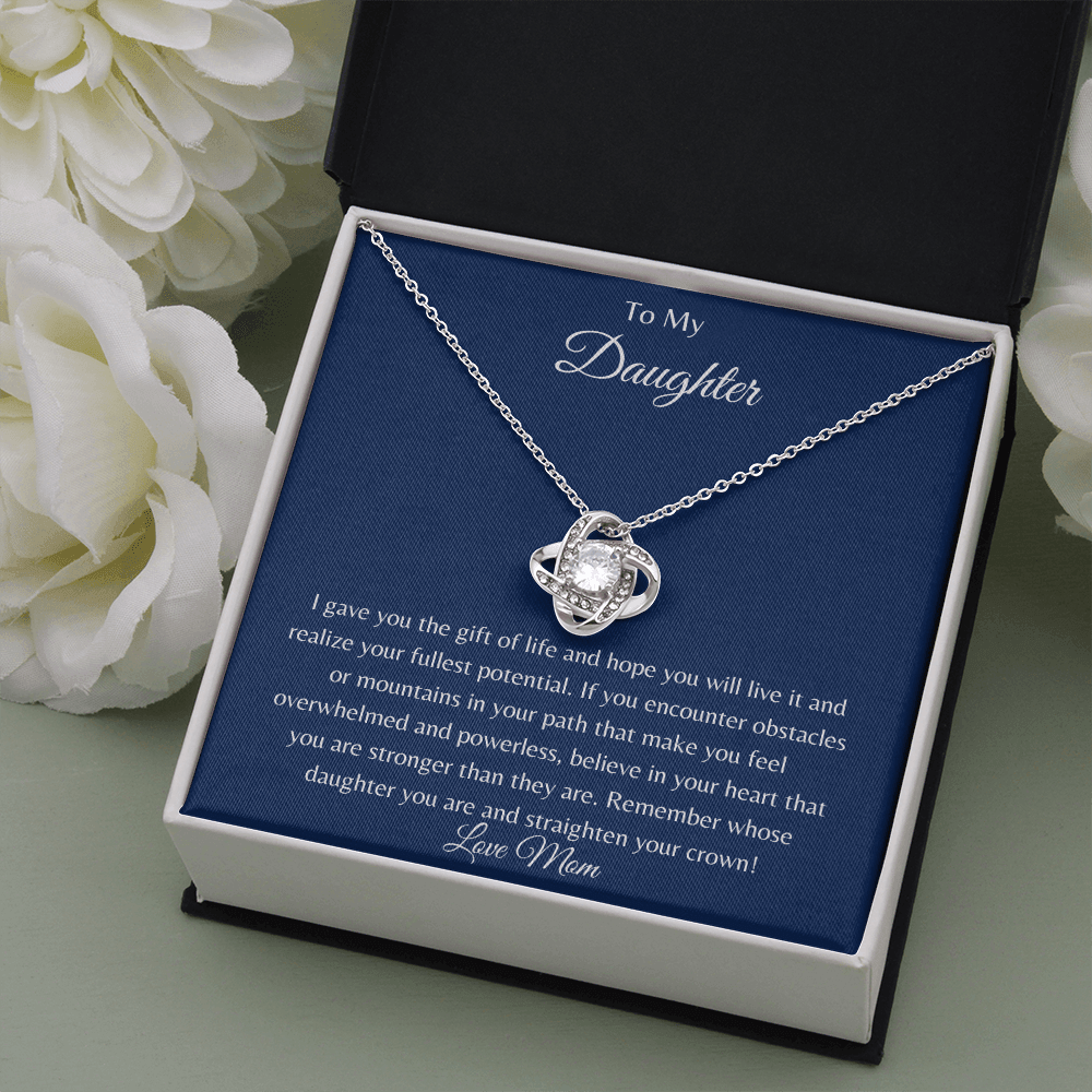 To My Daughter | You are Strong | Love Knot Necklace - ALL4THEGIFTOFIT