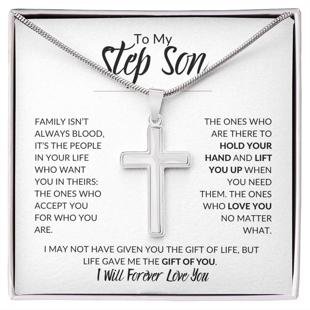 To My Step Son | I Will Forever Love You | Cross Necklace - ALL4THEGIFTOFIT