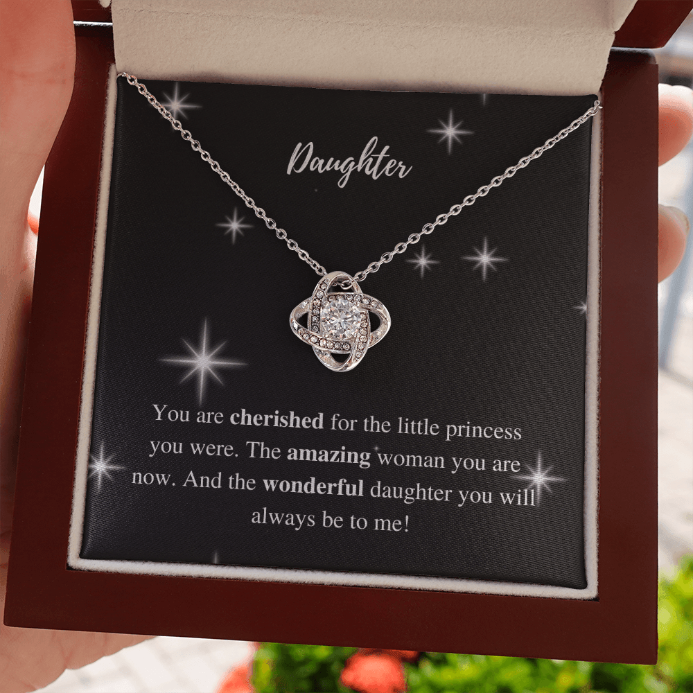 Daughter | You are Cherished | Love Knot Necklace - ALL4THEGIFTOFIT